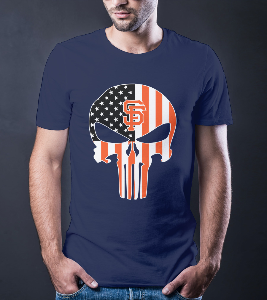 San Francisco Giants Punisher Skull American Flag T-Shirt