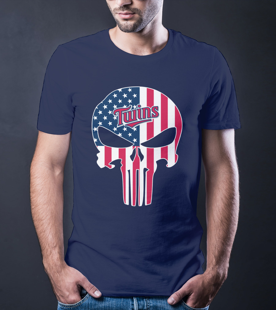 Twins American Flag Punisher Skull T-Shirt