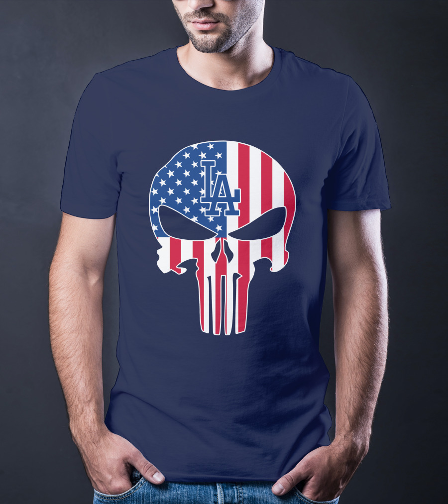 La Dodgers American Flag Skull T-Shirt