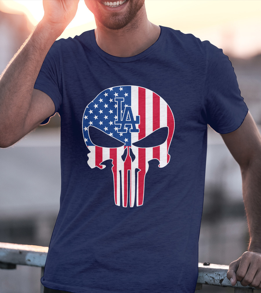La Dodgers American Flag Skull T-Shirt