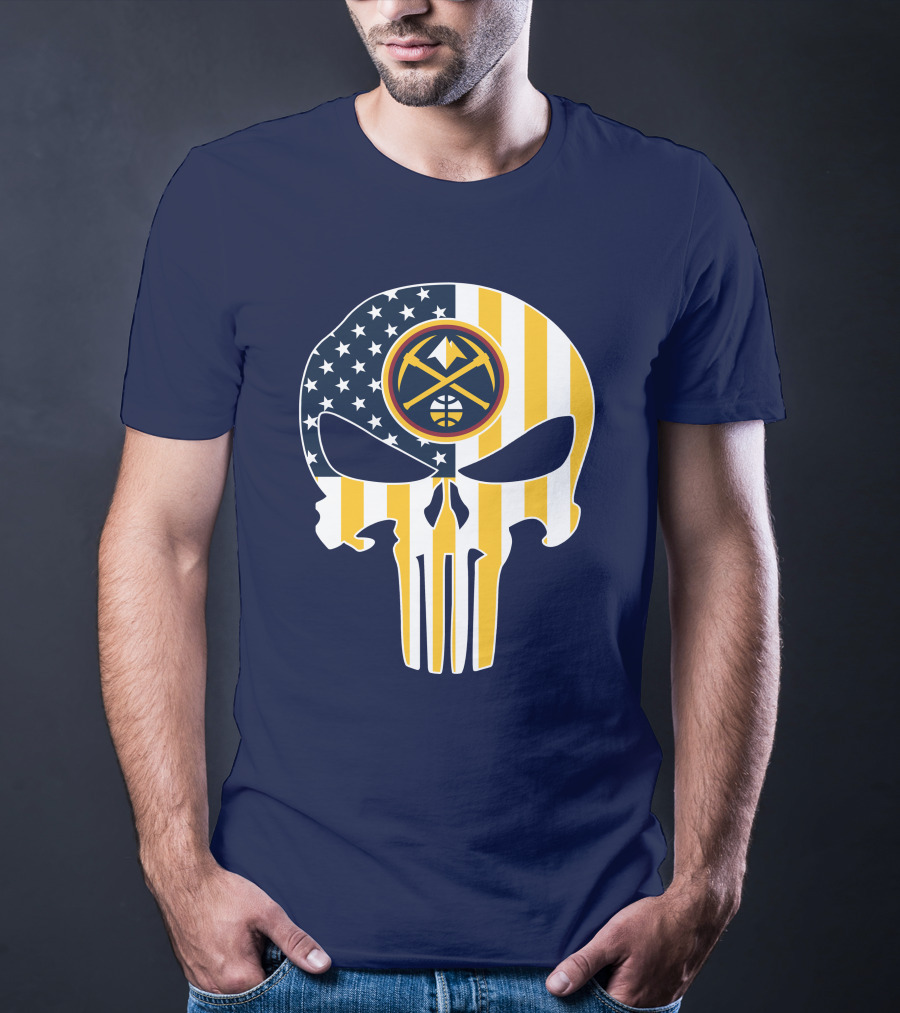 Denver Nuggets Punisher Skull American Flag T-Shirt