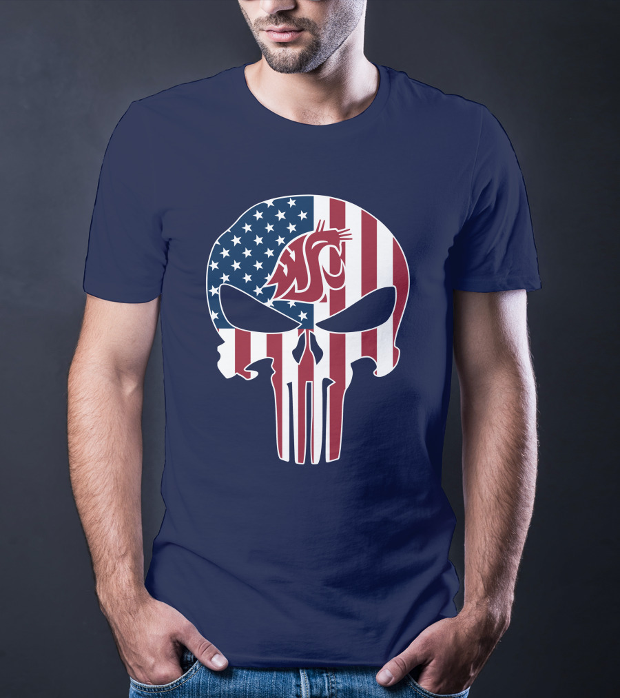 Washington State Cougars Punisher American Flag T-Shirt