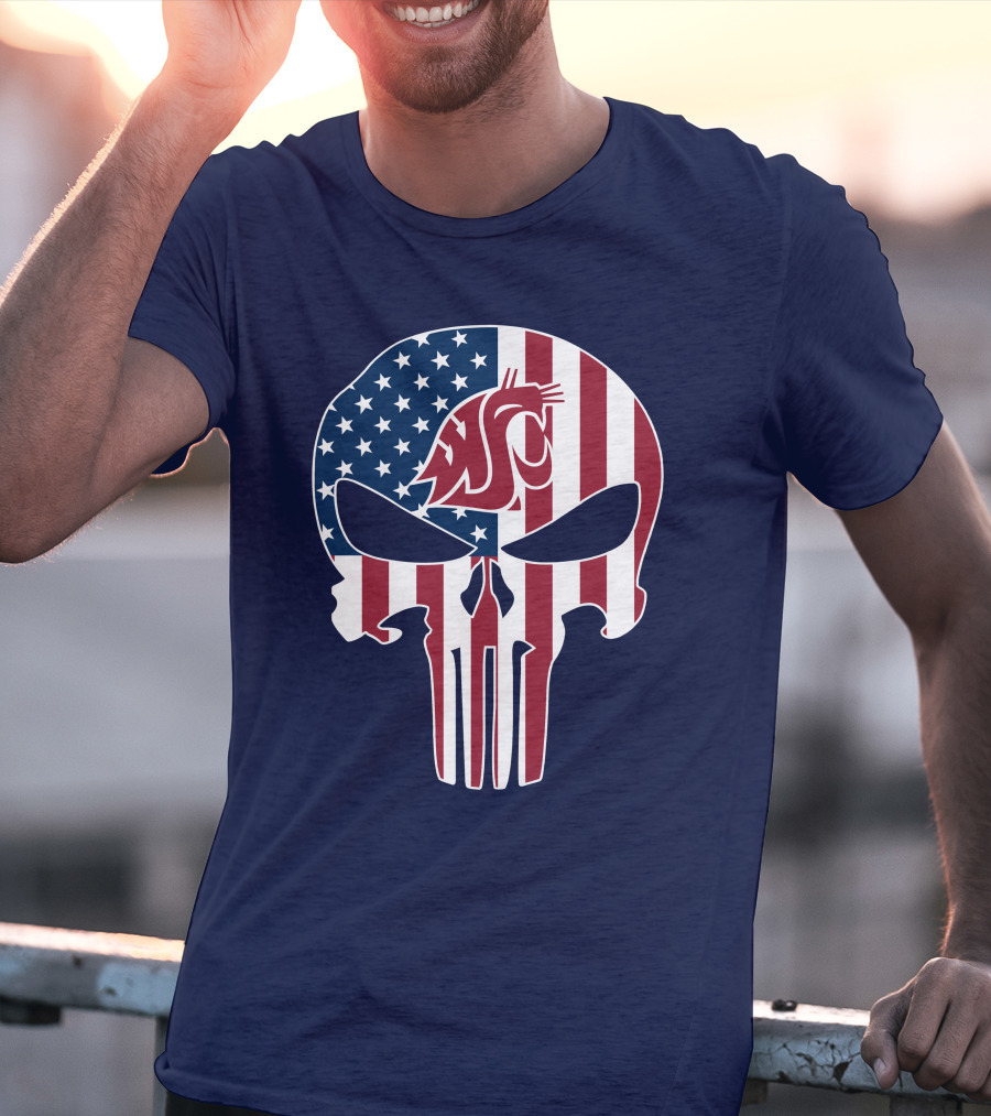 Washington State Cougars Punisher American Flag T-Shirt