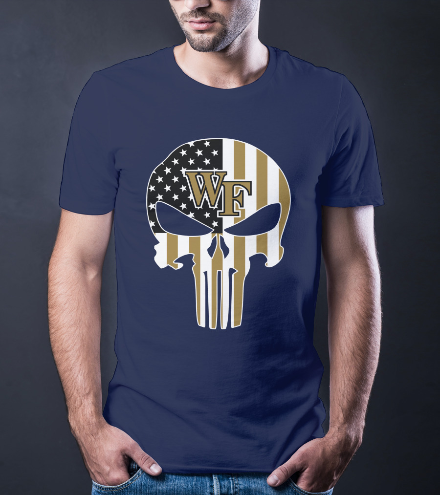 Wake Forest Wf Punisher Skull American Flag T-Shirt