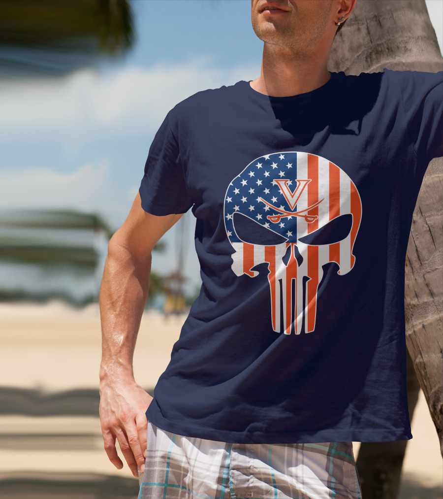 Virginia Cavaliers The Punisher American Flag T-Shirt