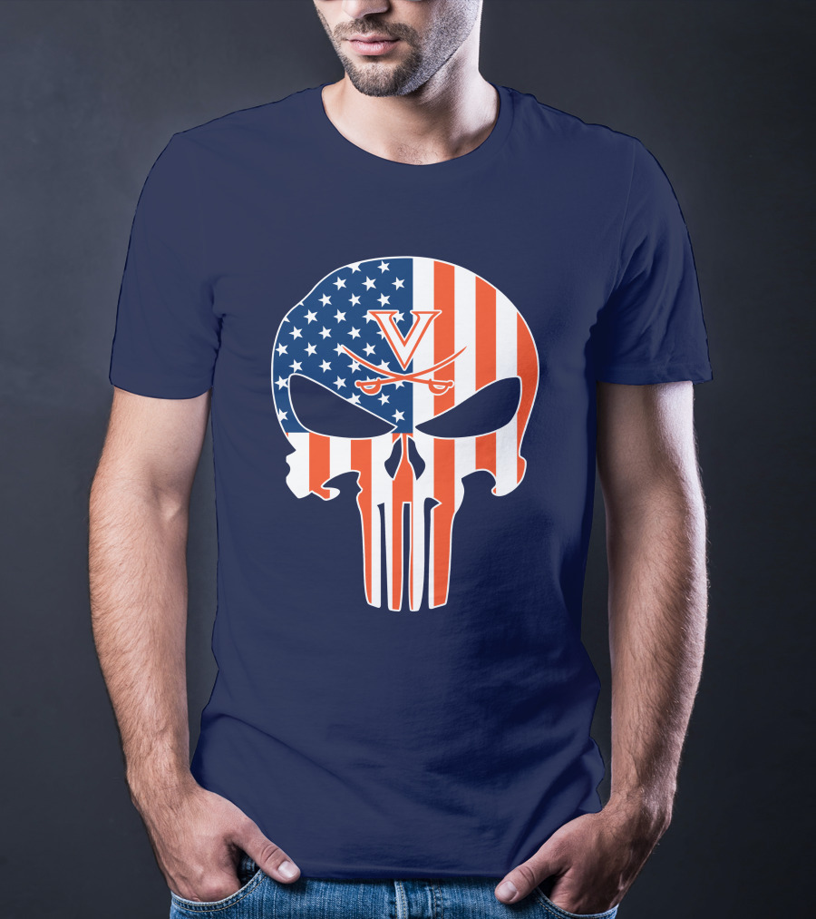 Virginia Cavaliers The Punisher American Flag T-Shirt