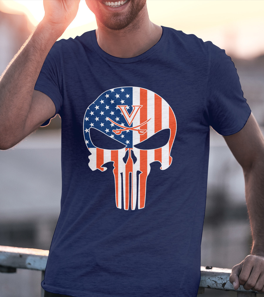 Virginia Cavaliers The Punisher American Flag T-Shirt