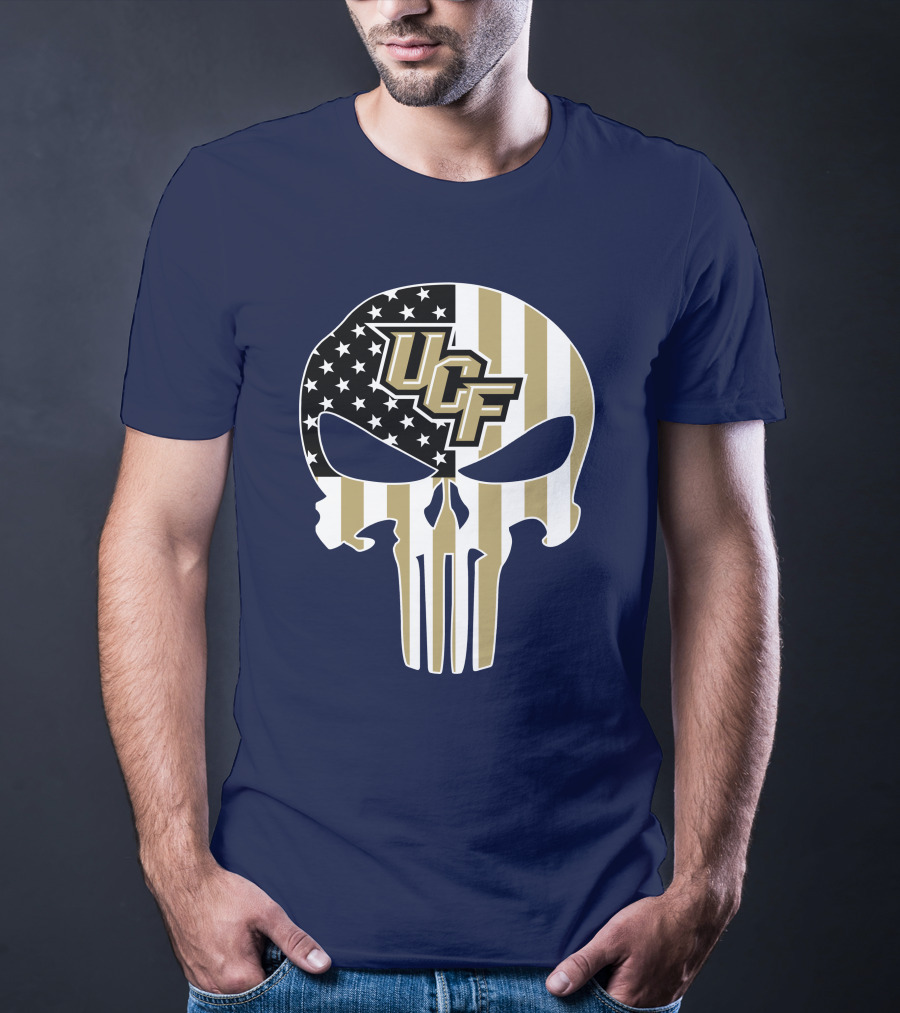 Ucf Knights The Punisher Skull With American Flag T-Shirt