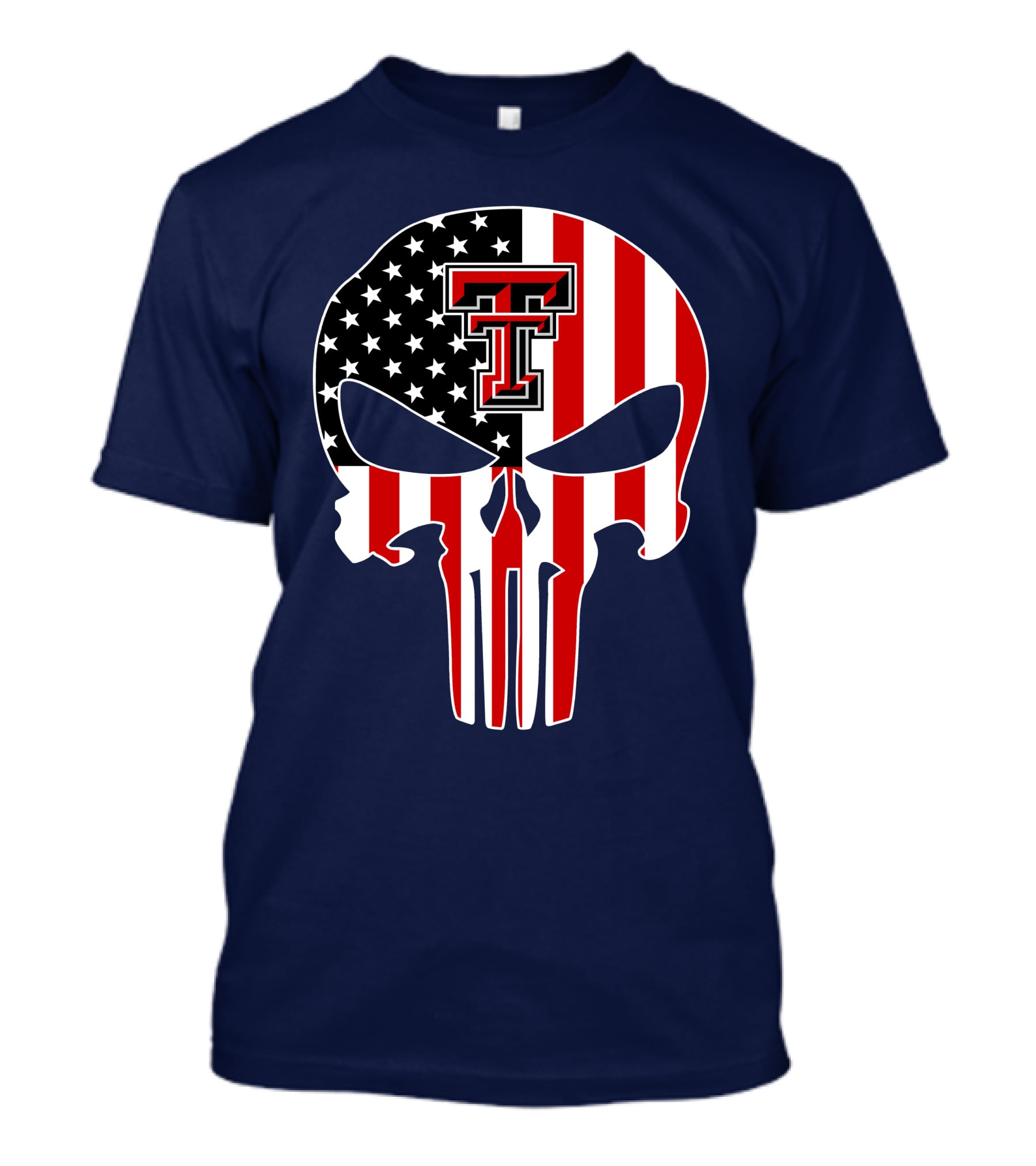 Texas Tech Red Raiders American Flag Punisher Skull T-Shirt