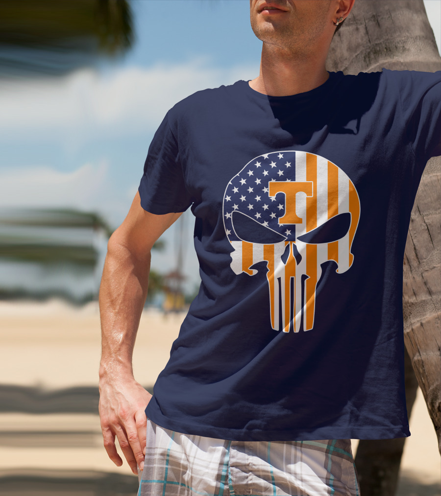 Tennessee Volunteers The Punisher American Flag Skull Icon T T-Shirt