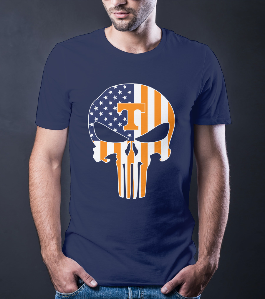 Tennessee Volunteers The Punisher American Flag Skull Icon T T-Shirt