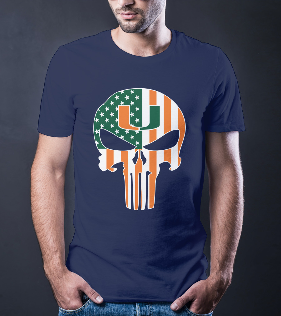 Miami Hurricanes American Flag U The Punisher T-Shirt
