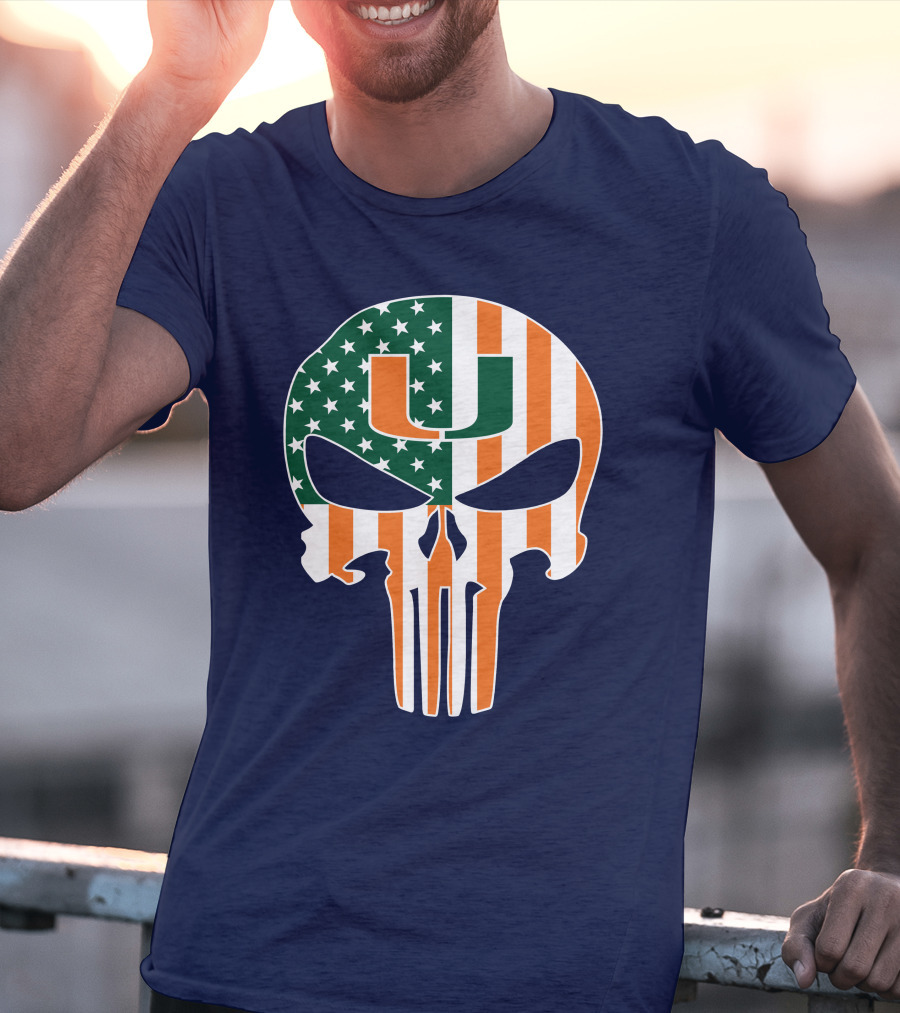 Miami Hurricanes American Flag U The Punisher T-Shirt