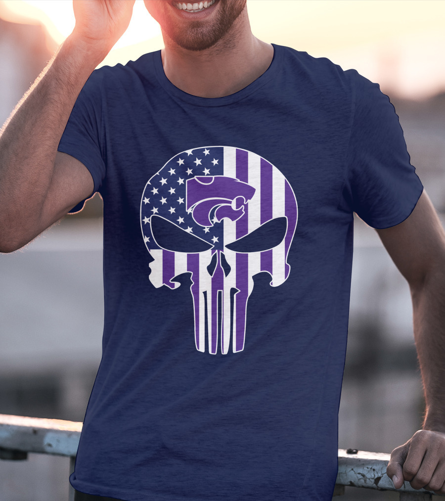 Kansas State Wildcats American Flag Punisher T-Shirt