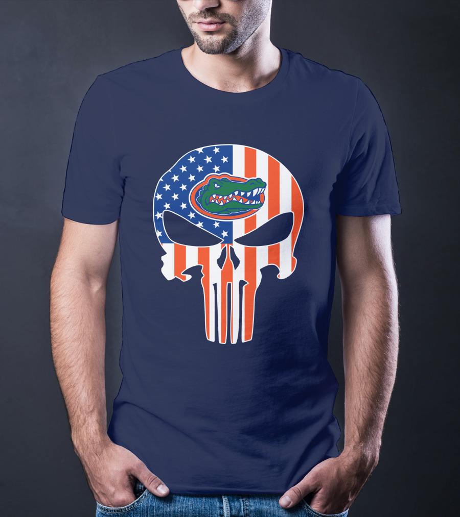 Florida Gators The Punisher American Flag Skull T-Shirt