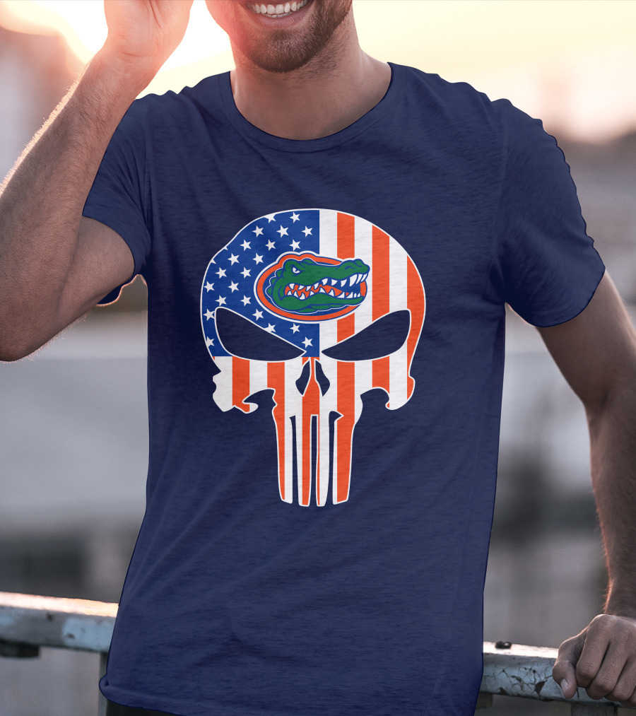 Florida Gators The Punisher American Flag Skull T-Shirt