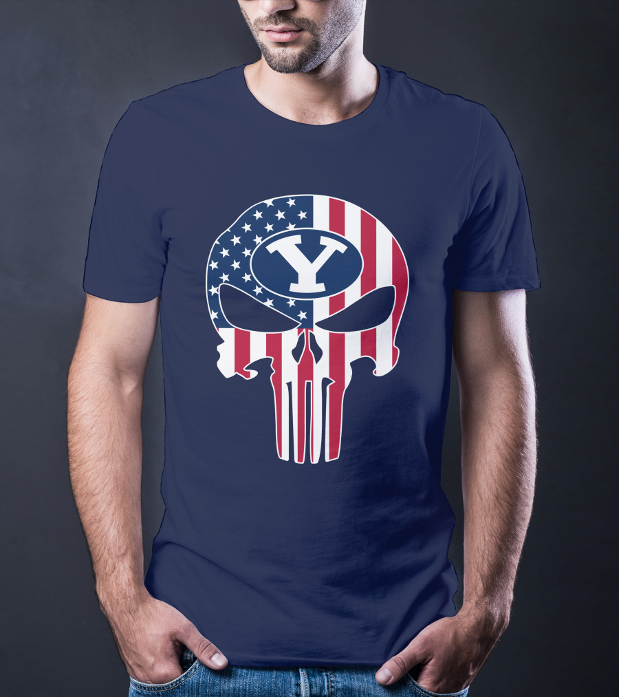 Byu Cougars The Punisher American Skull Y T-Shirt