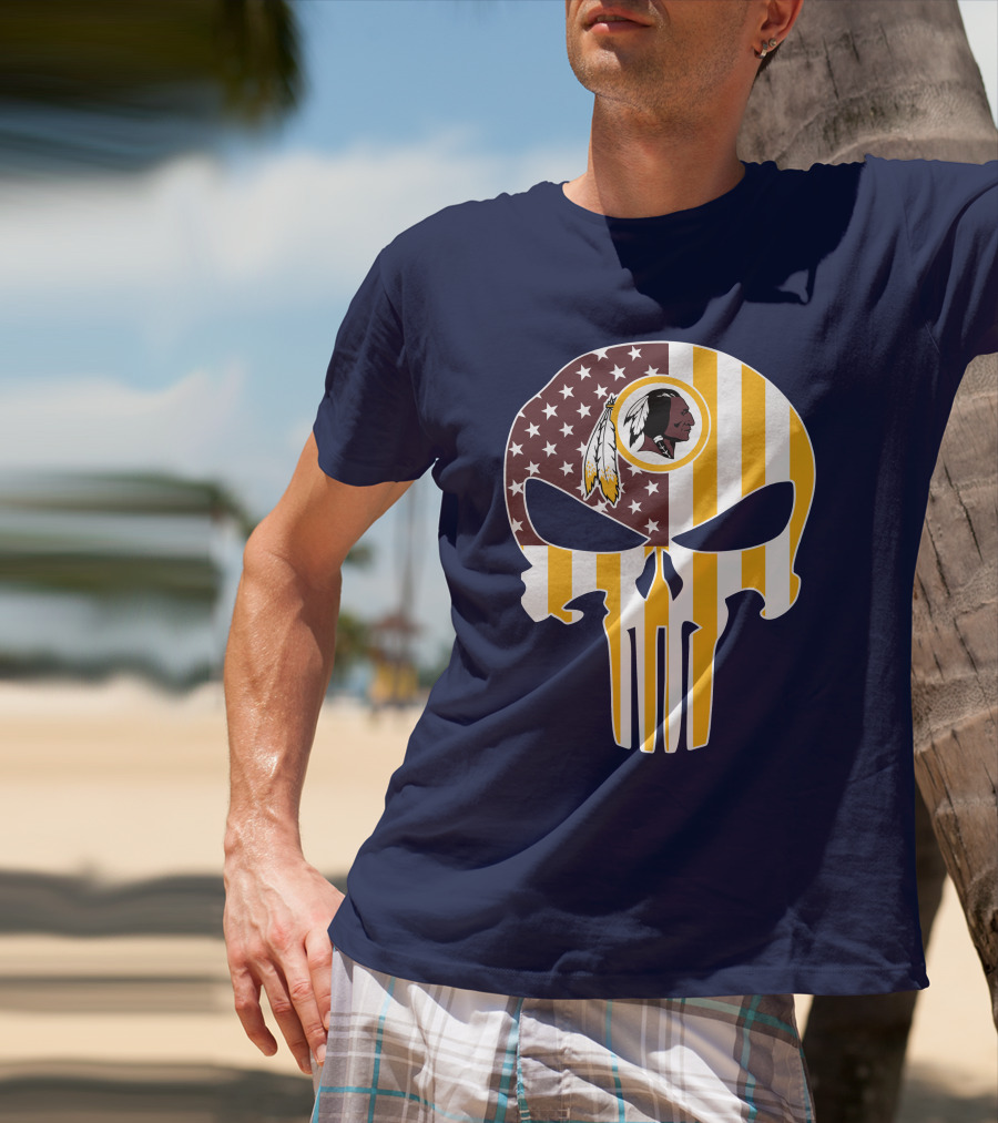 Washington Redskins Punisher Skull American Flag T-Shirt