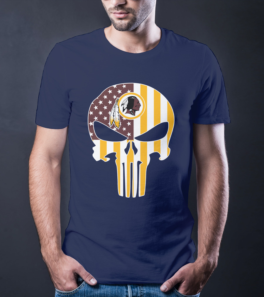 Washington Redskins Punisher Skull American Flag T-Shirt
