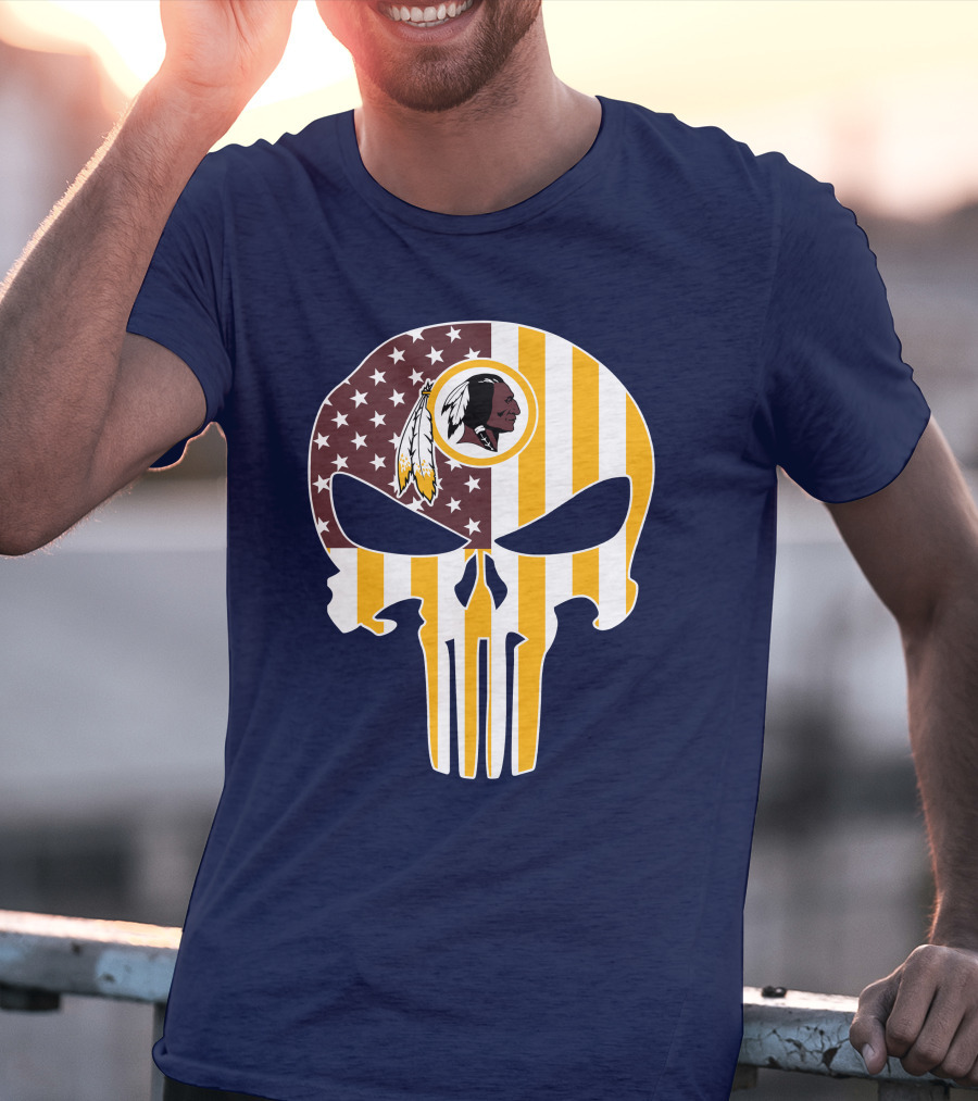 Washington Redskins Punisher Skull American Flag T-Shirt