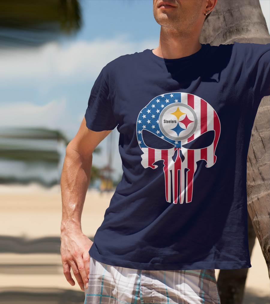 Pittsburgh Steelers The Punisher American Flag T-Shirt