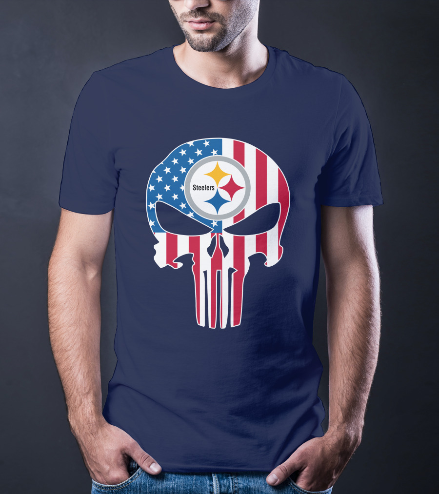 Pittsburgh Steelers The Punisher American Flag T-Shirt