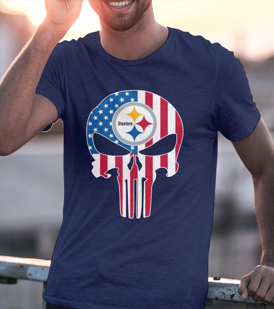 Pittsburgh Steelers The Punisher American Flag T-Shirt