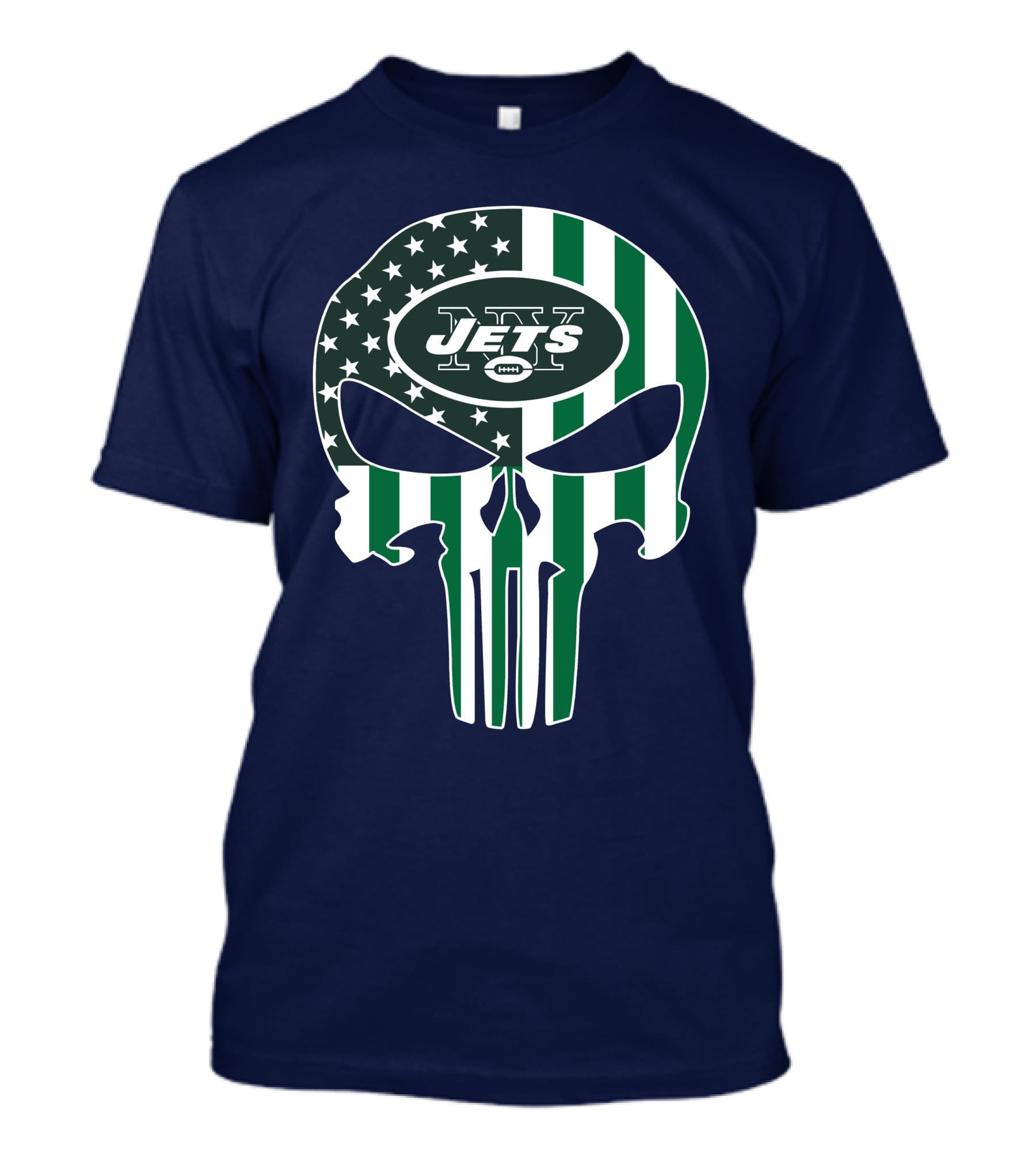 New York Jets Punisher Skull American Flag T-Shirt