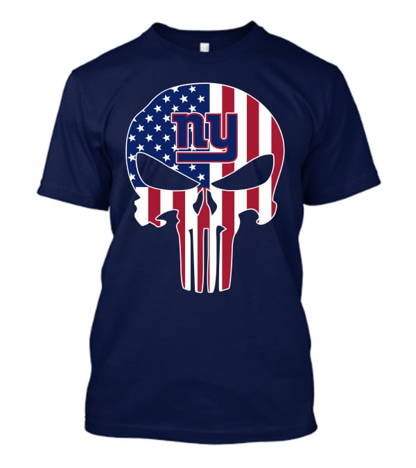 Ny Giants The Punisher American Flag Skull T-Shirt