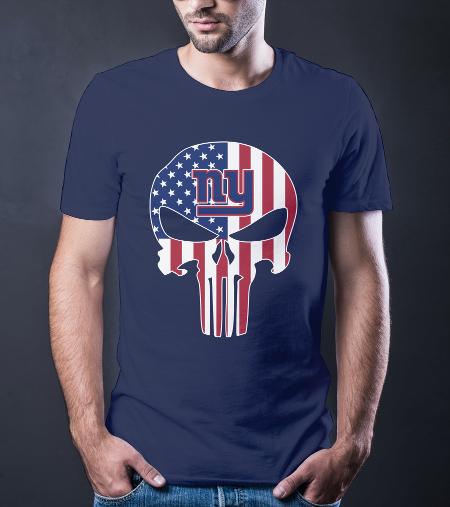 Ny Giants The Punisher American Flag Skull T-Shirt