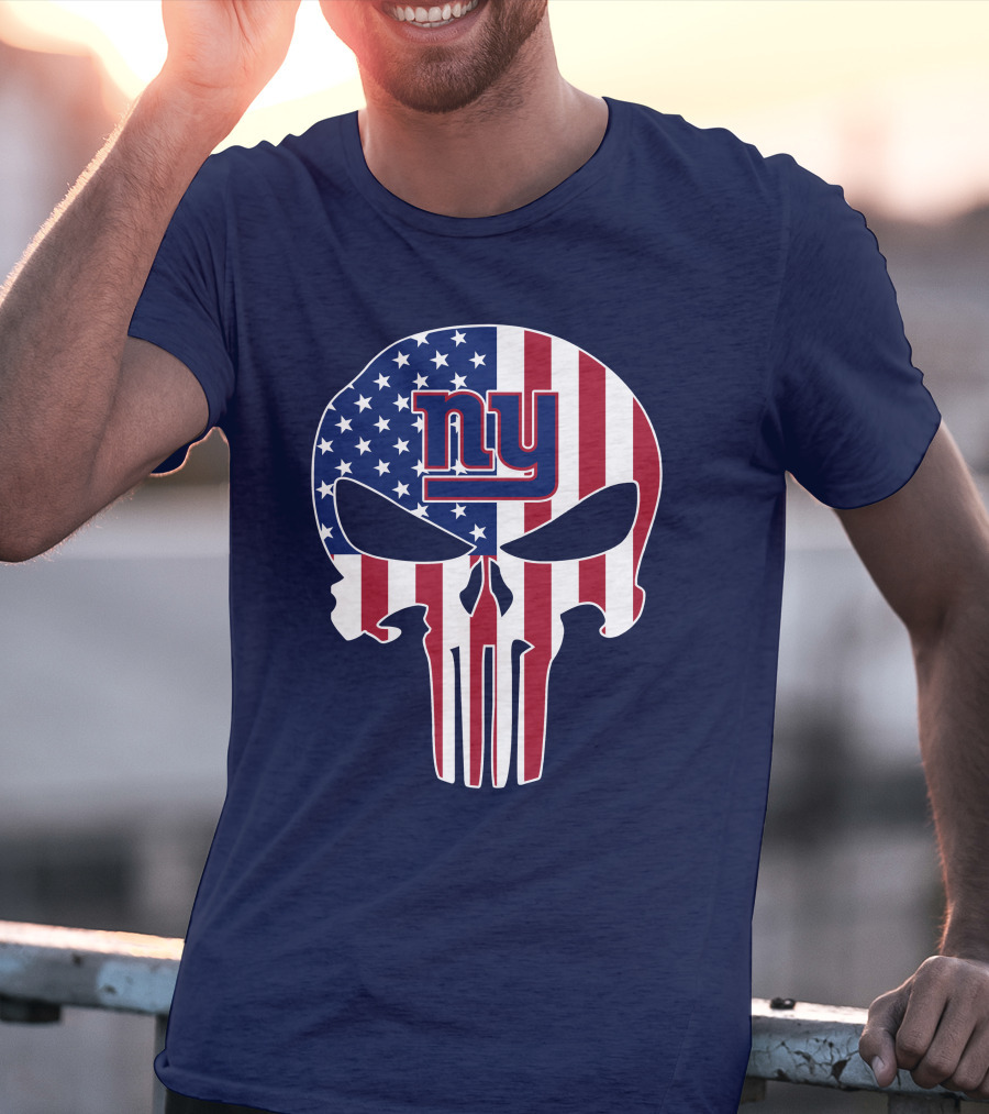 Ny Giants The Punisher American Flag Skull T-Shirt