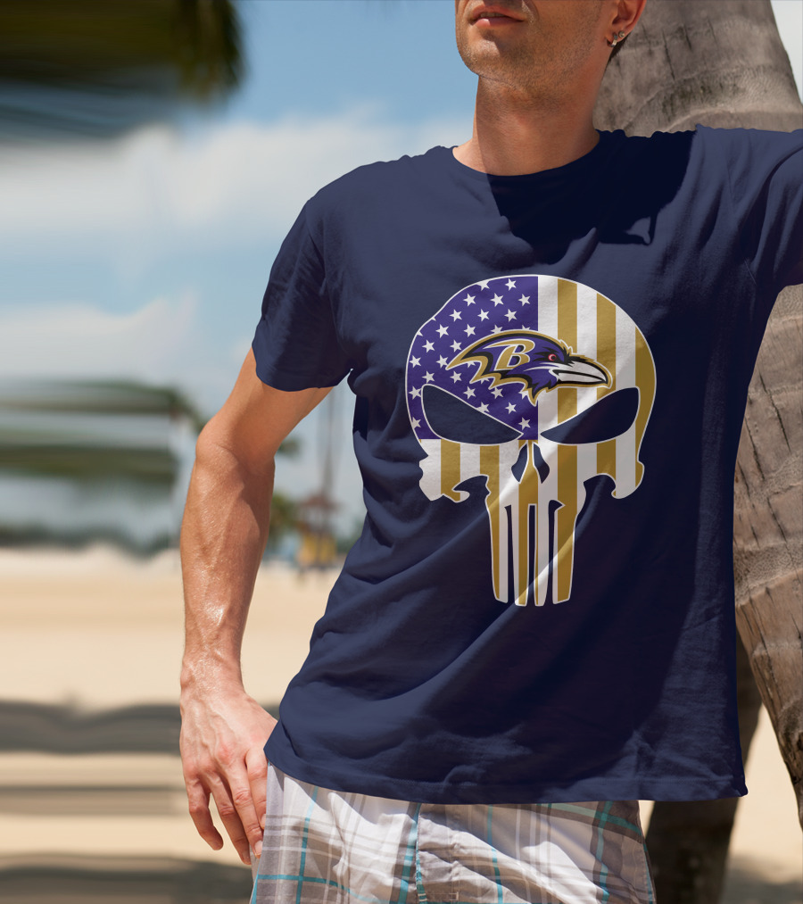Baltimore Ravens Punisher American Flag T-Shirt