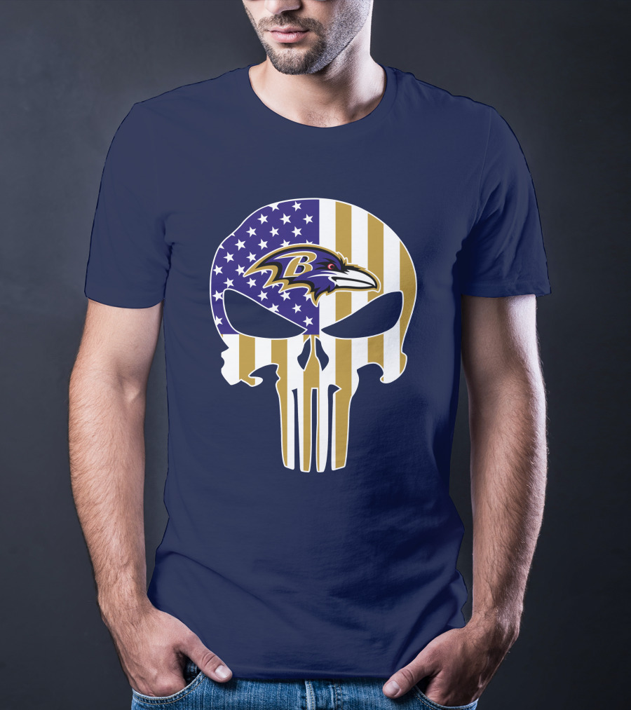 Baltimore Ravens Punisher American Flag T-Shirt