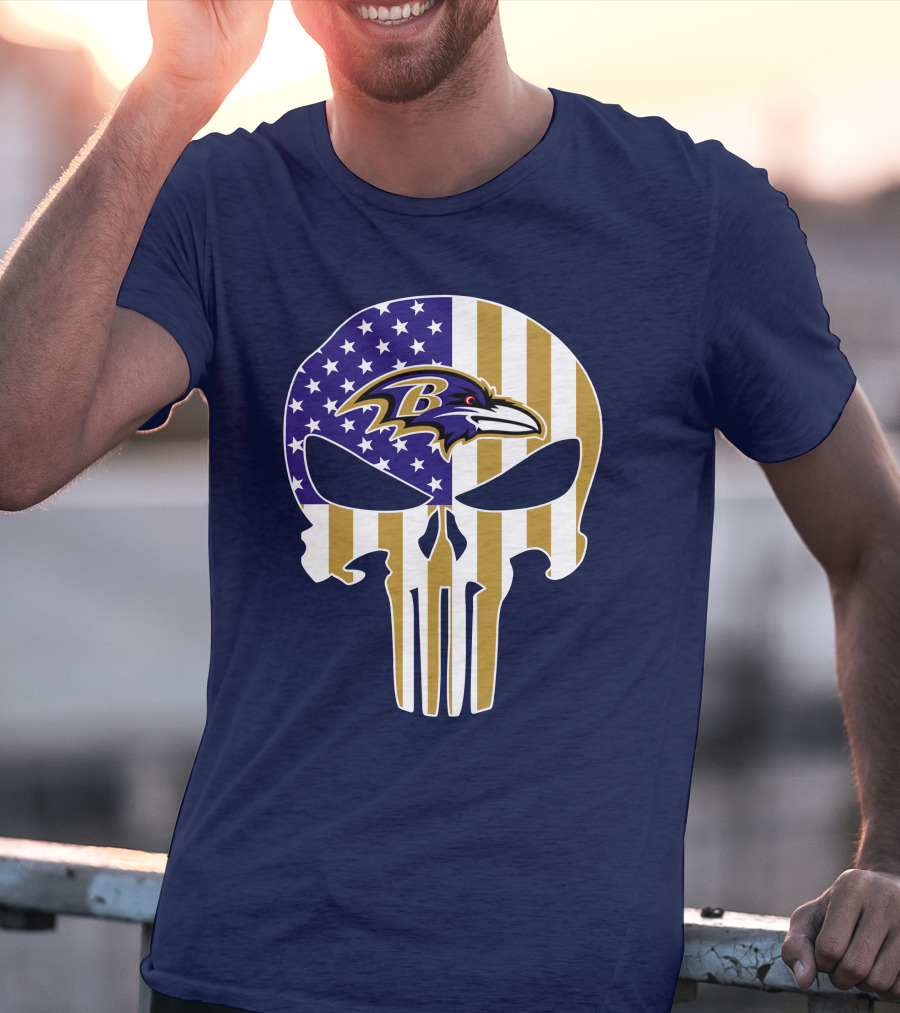 Baltimore Ravens Punisher American Flag T-Shirt