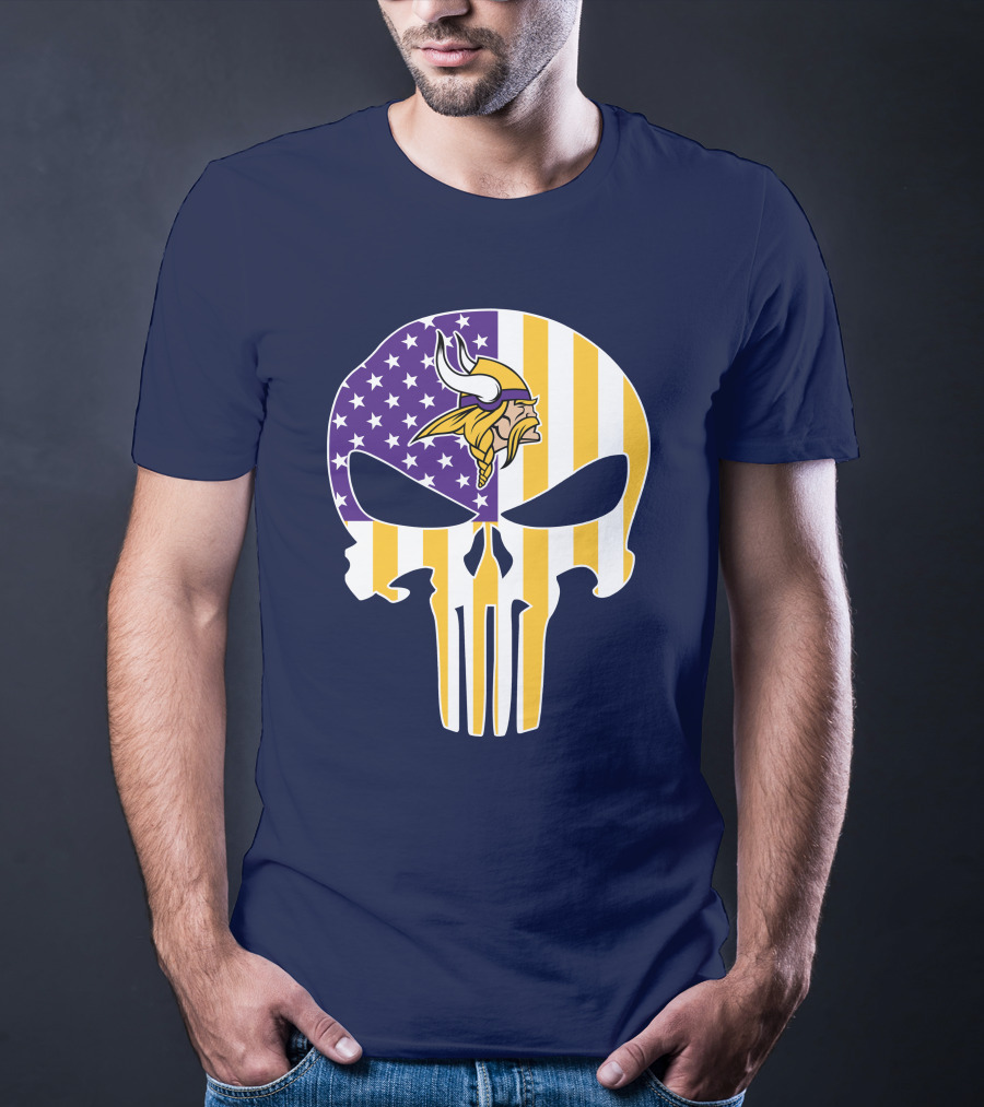 Vikings American Flag Skull Punisher T-Shirt