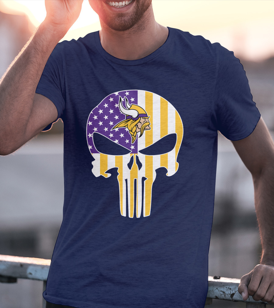 Vikings American Flag Skull Punisher T-Shirt