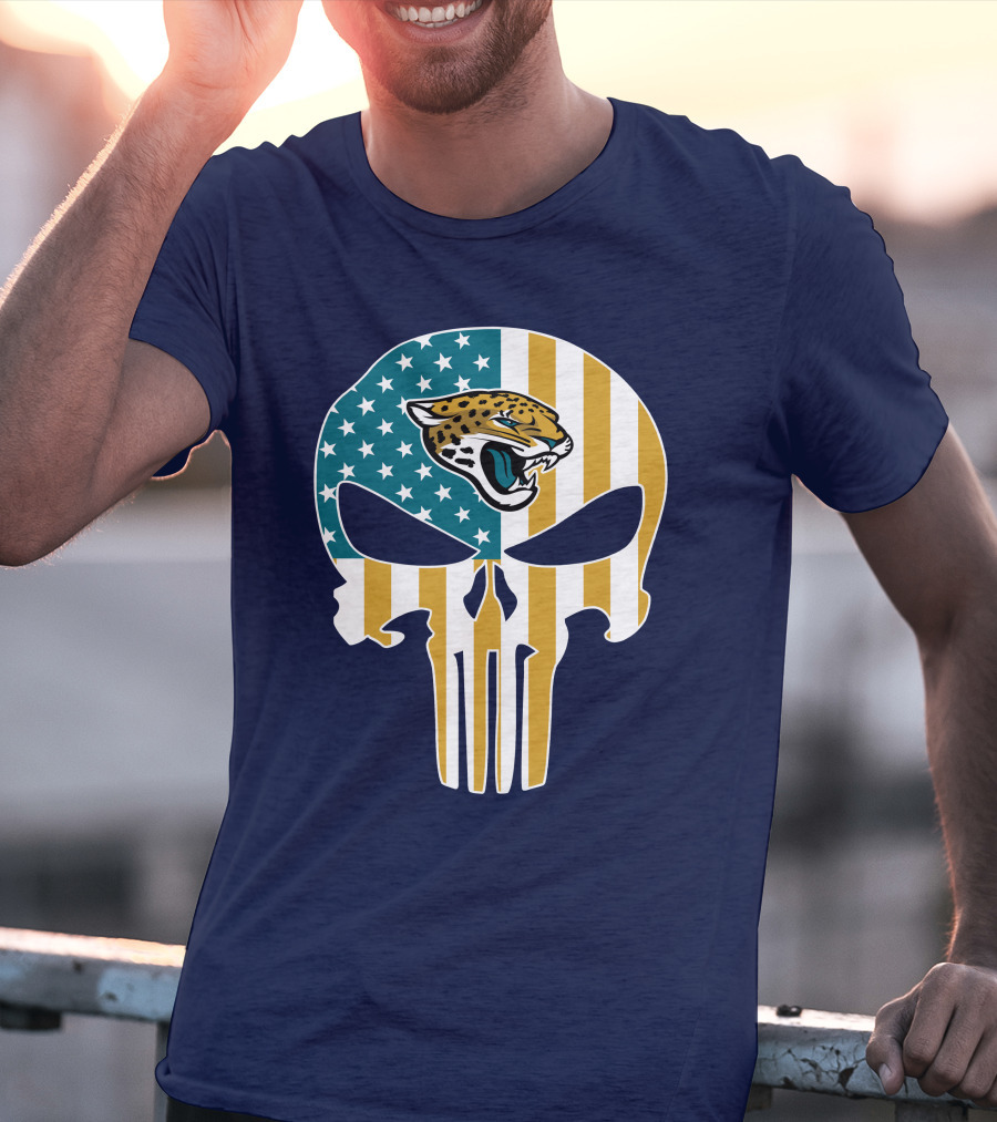 Jacksonville Jaguars The Punisher American Flag Logo 18 T-Shirt