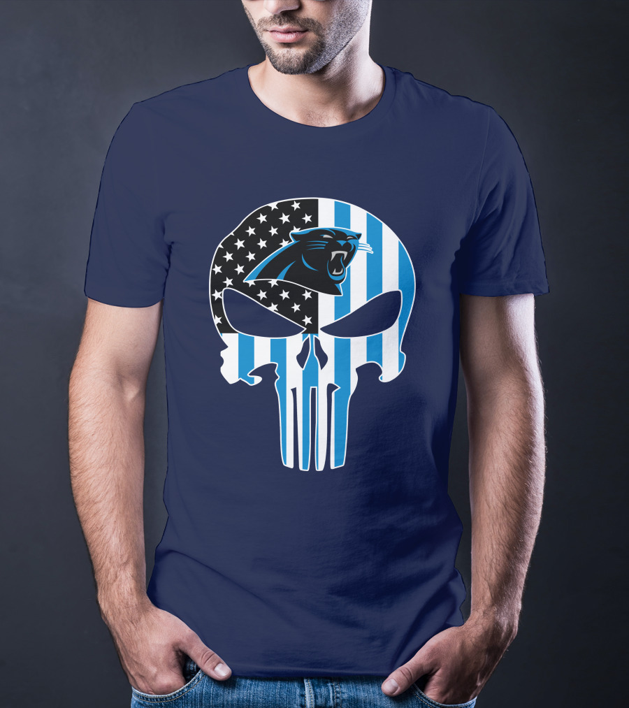 Carolina Panthers The Punisher American Flag T-Shirt