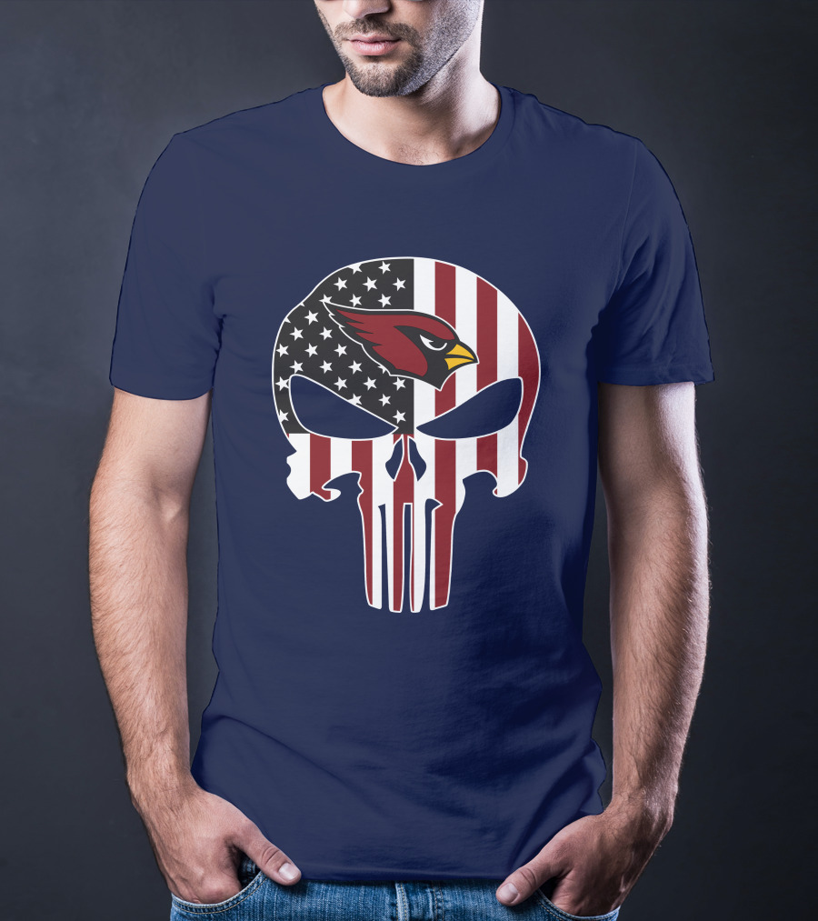 Arizona Cardinals The Punisher American Flag Skull T-Shirt