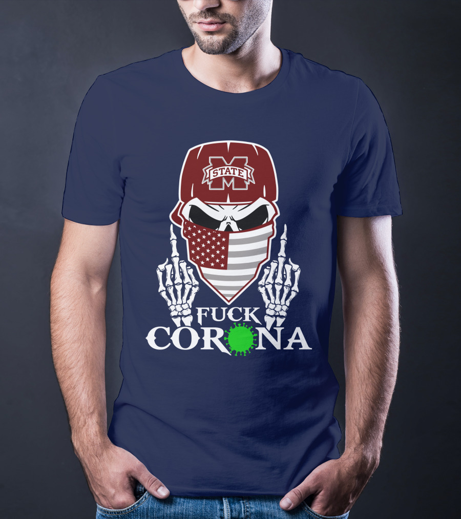 State Bulldogs Skull Mask American Flag Pandemic Statement T-Shirt