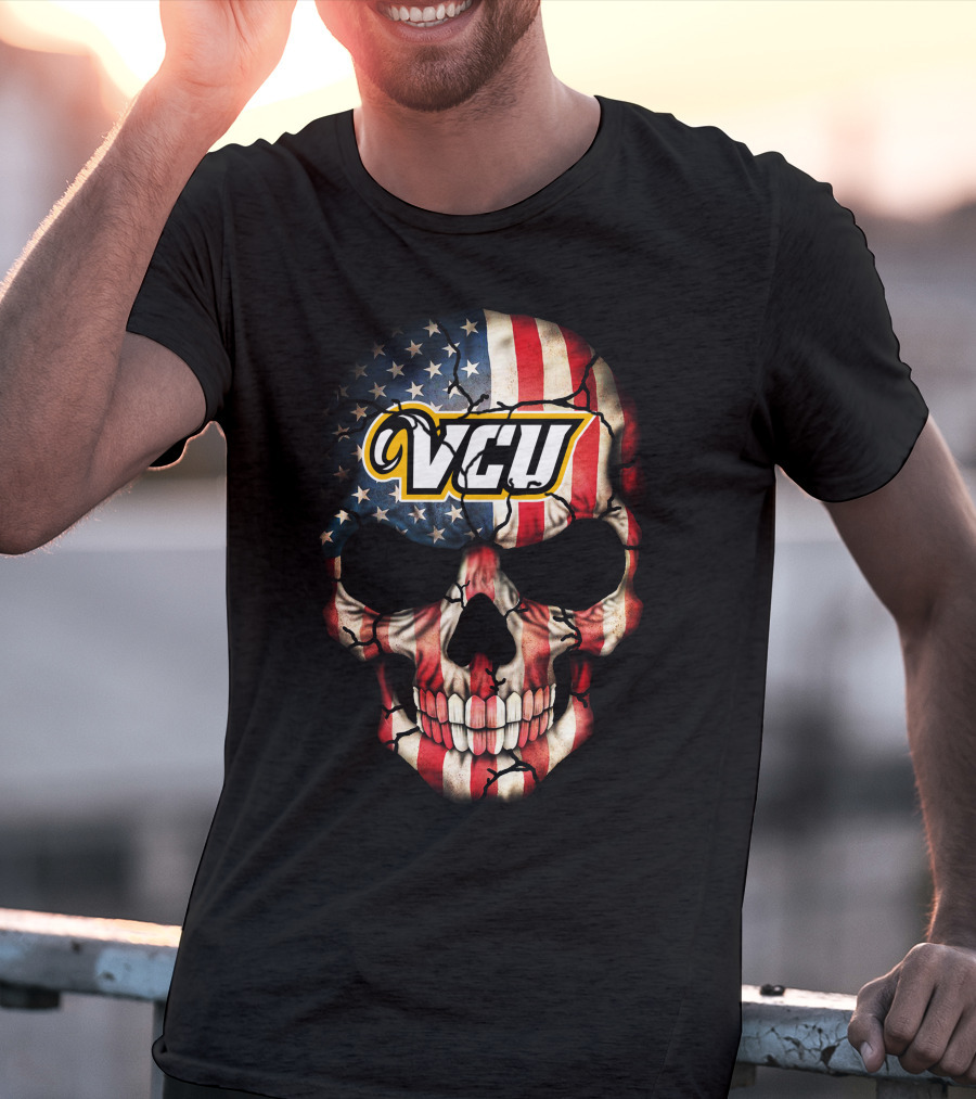 Vcu Rams Skull American Flag T-Shirt