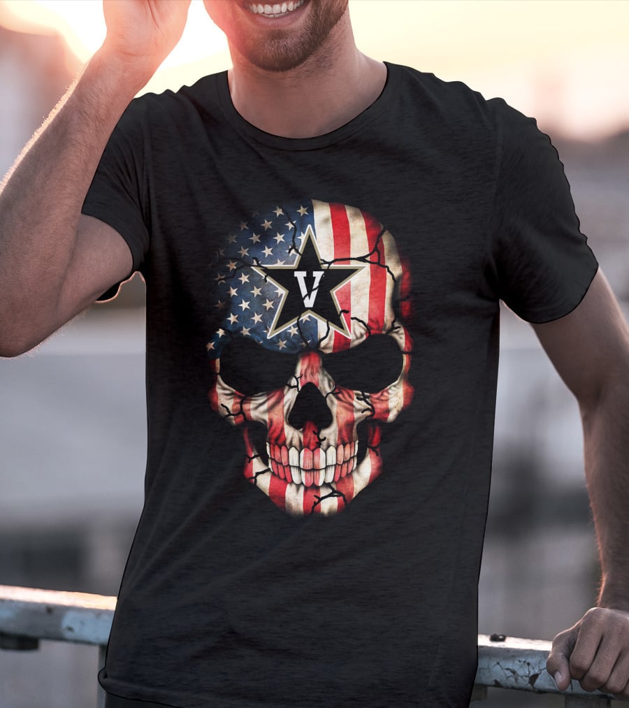 American Flag Skull Vanderbilt Commodores Star T-Shirt
