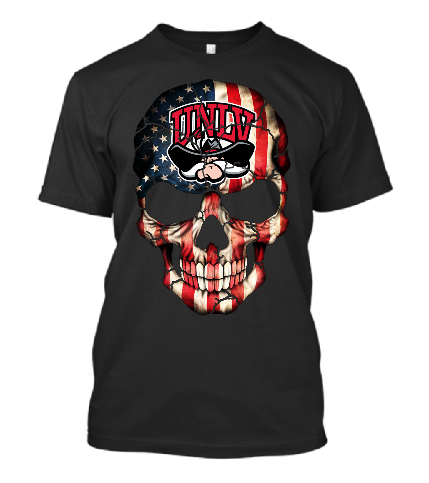 Unlv Rebels American Flag Skull T-Shirt