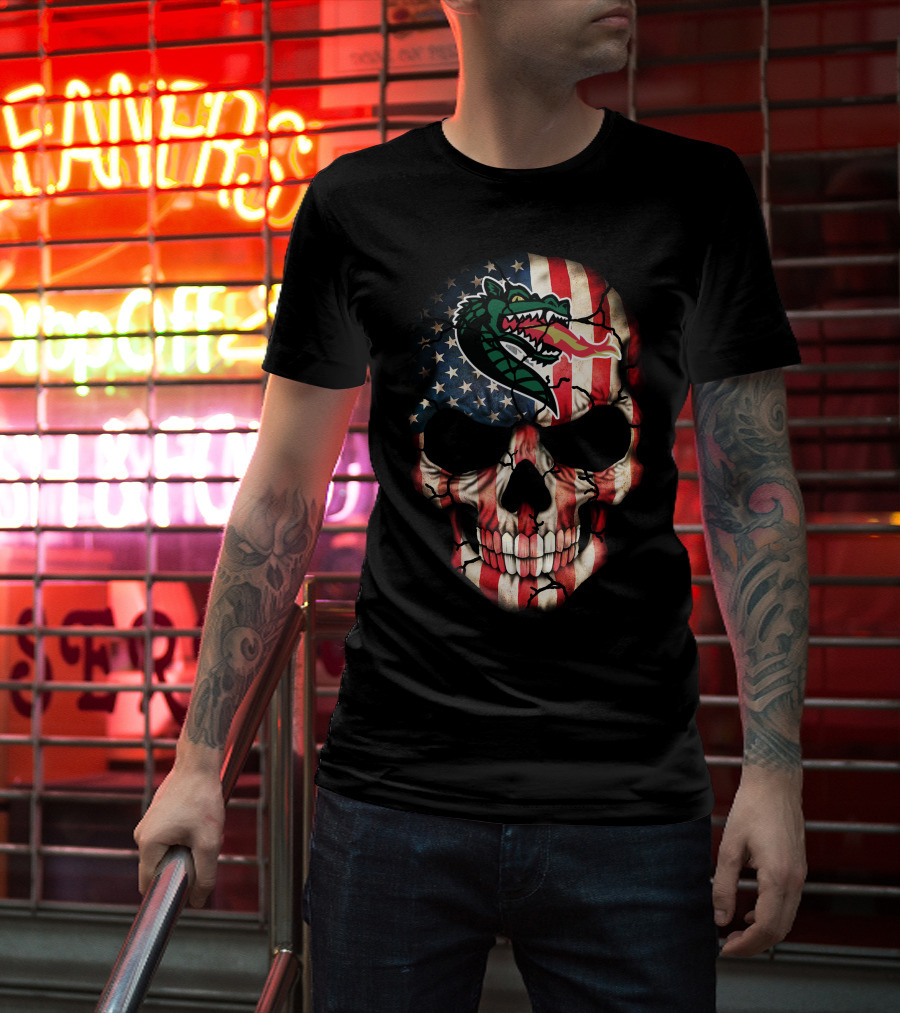 Uab Blazers American Flag Skull T-Shirt