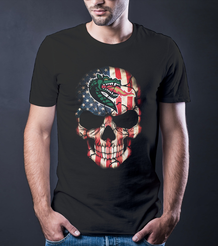 Uab Blazers American Flag Skull T-Shirt