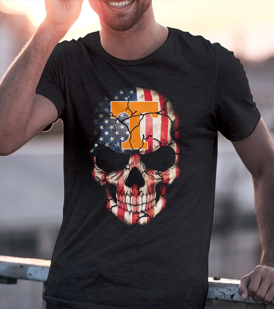Tennessee Volunteers Skull American Flag T-Shirt