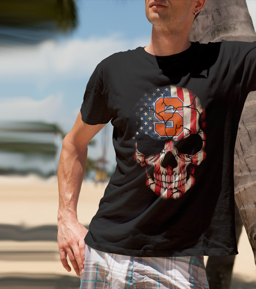 Syracuse Orange Skull American Flag T-Shirt