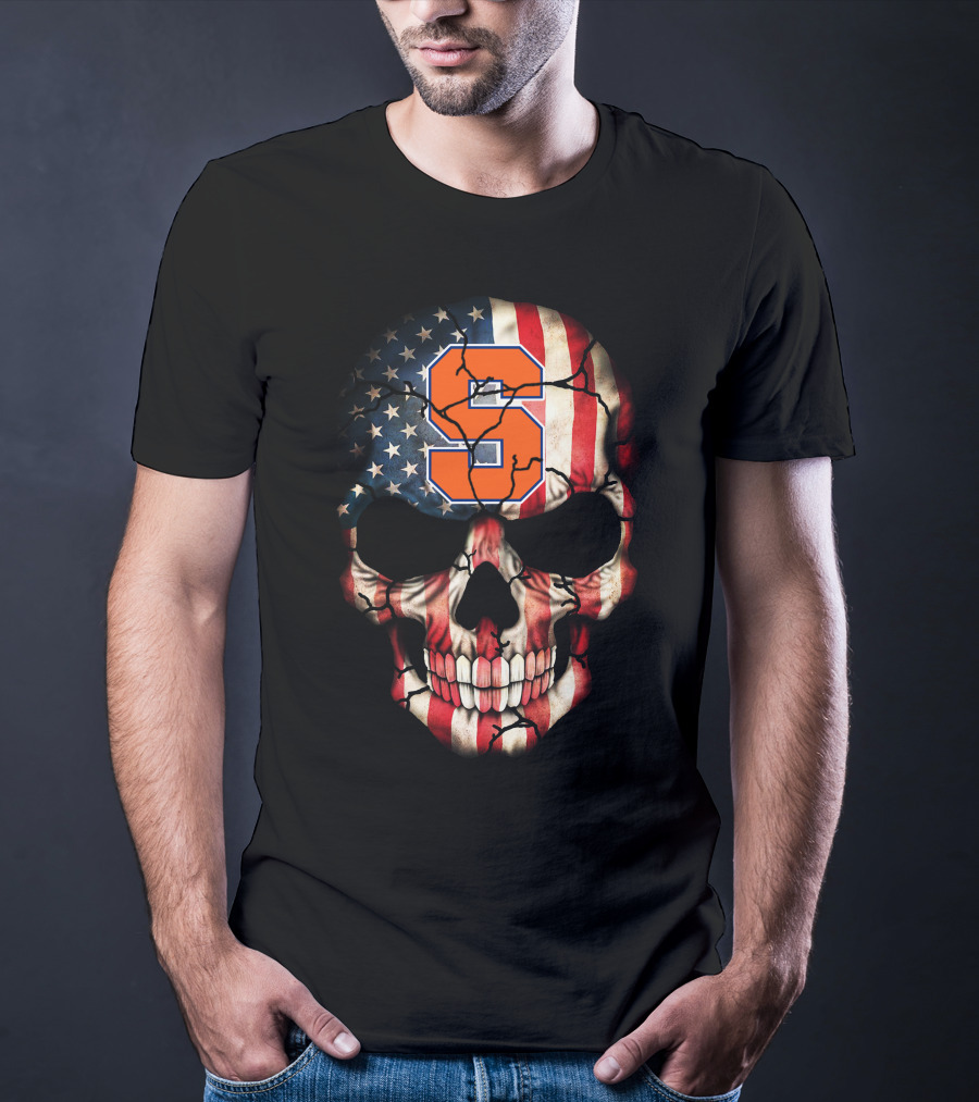 Syracuse Orange Skull American Flag T-Shirt