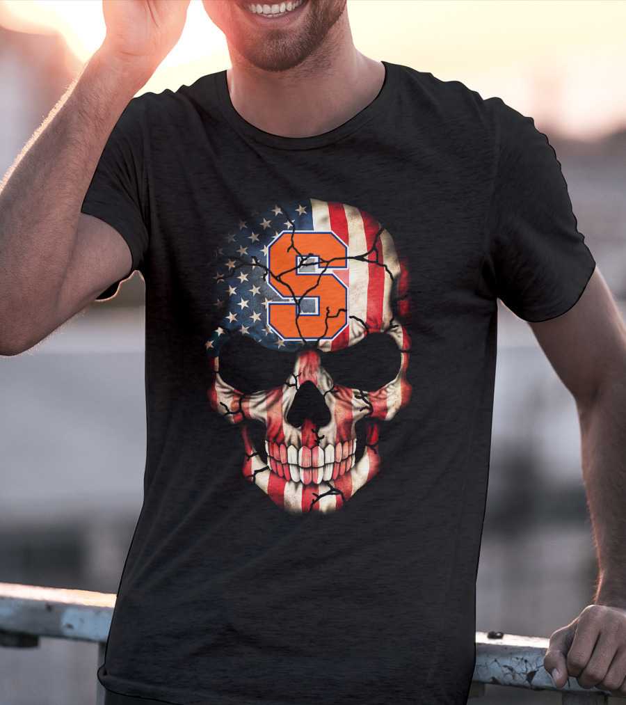 Syracuse Orange Skull American Flag T-Shirt