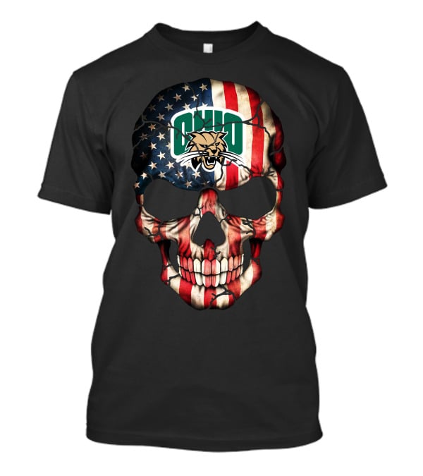 Ohio Bobcats American Flag Skull T-Shirt